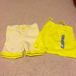 NWT babyGap Yellow shorts(12-18Mo) &top(18-24 mo)
